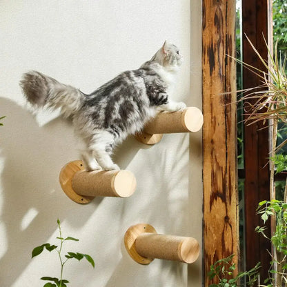 Wooden Wall Mounted Cat Climbing Shelf